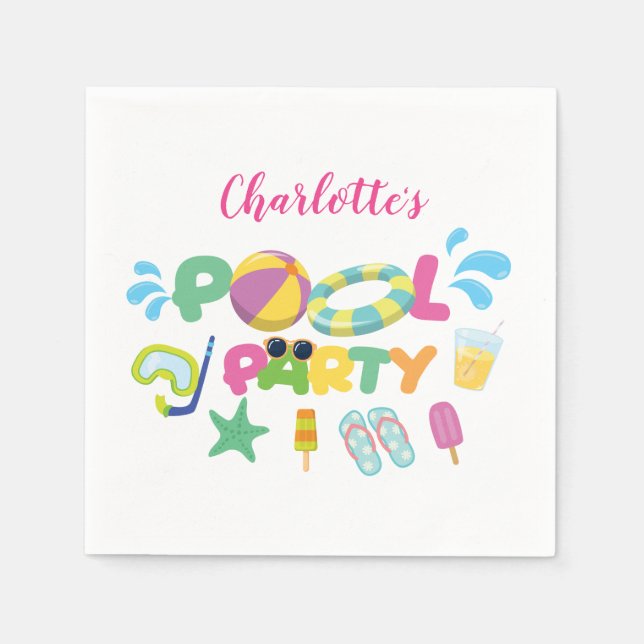 Pool Party Theme Napkins (Front)
