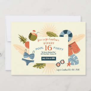 Pool Party Time Invitation