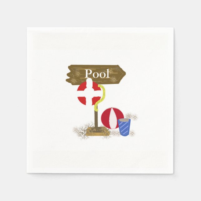 Pool Party Time Paper Napkins (Front)