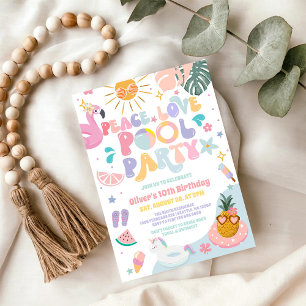 Pool Party Tropical Summer Birthday Invitation