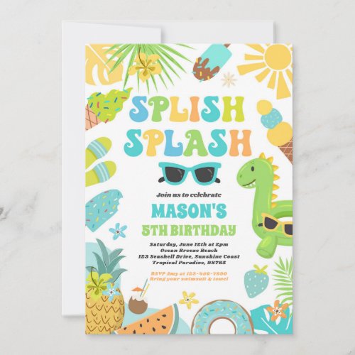 Pool Party Tropical Summer Pool Birthday Party Invitation