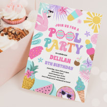 Pool Party Tropical Summer Pool Birthday Party Invitation