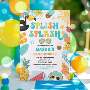 Pool Party Tropical Summer Pool Birthday Party Invitation