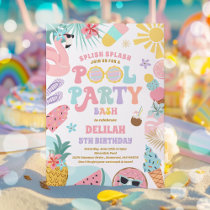 Pool Party Tropical Summer Pool Birthday Party Invitation