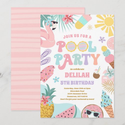 Pool Party Tropical Summer Pool Birthday Party