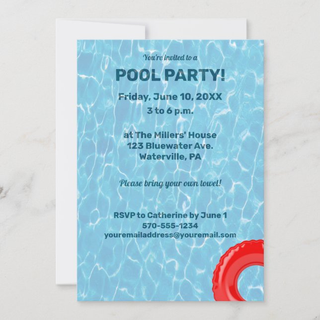 Pool Party Under the Water Invitation (Front)