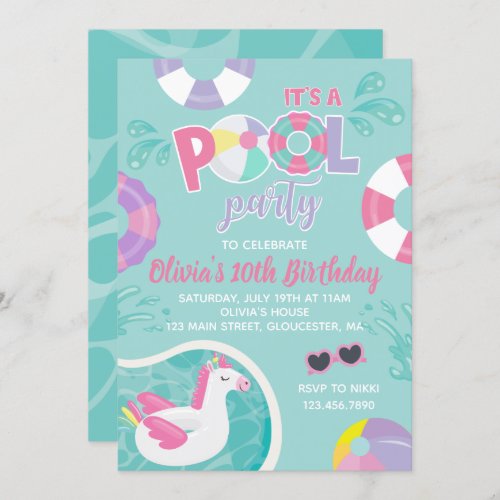 Pool Party Unicorn pool float pink Summer Birthday