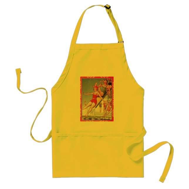 Pool Party Vintage Swimming Summer Adult Apron (Front)
