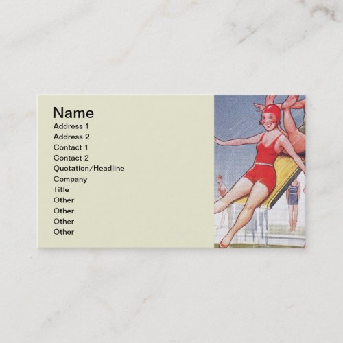 Pool Party Vintage Swimming Summer Business Card