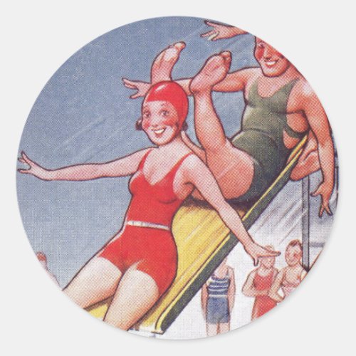 Pool Party Vintage Swimming Summer Classic Round Sticker