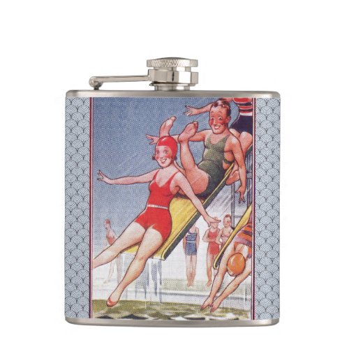 Pool Party Vintage Swimming Summer Flask