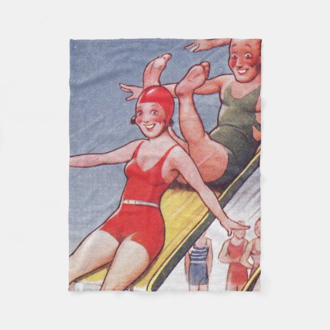 Pool Party Vintage Swimming Summer Fleece Blanket (Front)