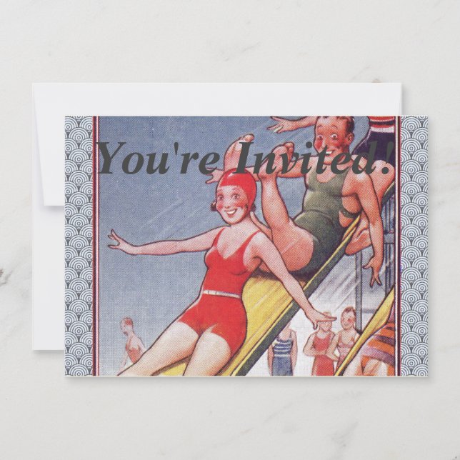 Pool Party Vintage Swimming Summer Invitation (Front)