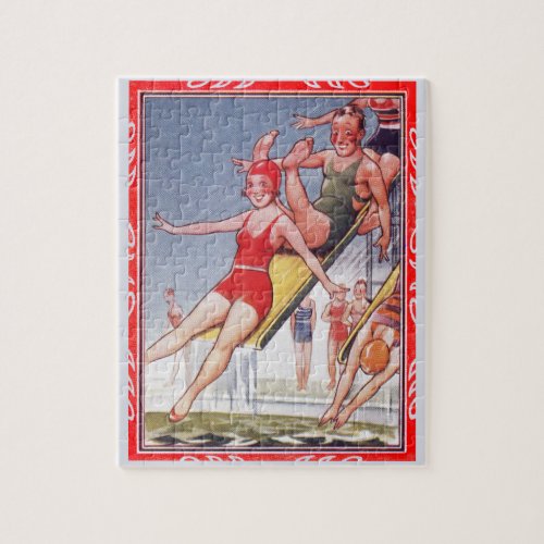 Pool Party Vintage Swimming Summer Jigsaw Puzzle