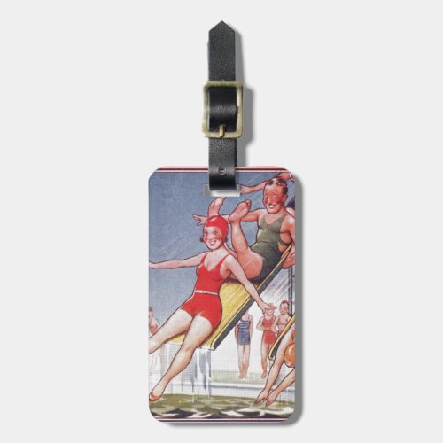 Pool Party Vintage Swimming Summer Luggage Tag