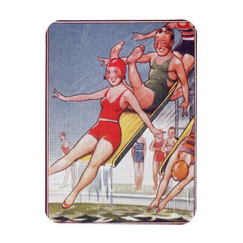 Pool Party Vintage Swimming Summer Magnet