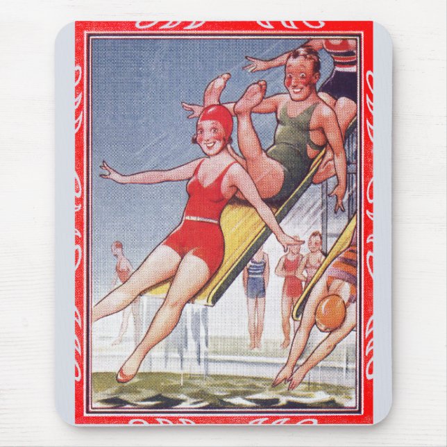 Pool Party Vintage Swimming Summer Mouse Pad (Front)