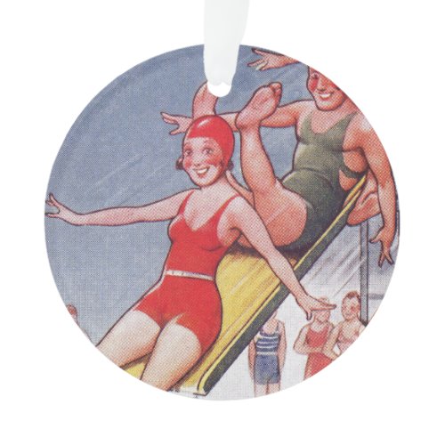 Pool Party Vintage Swimming Summer Ornament