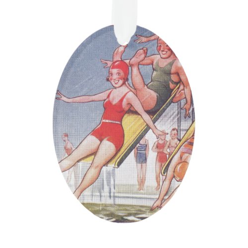 Pool Party Vintage Swimming Summer Ornament