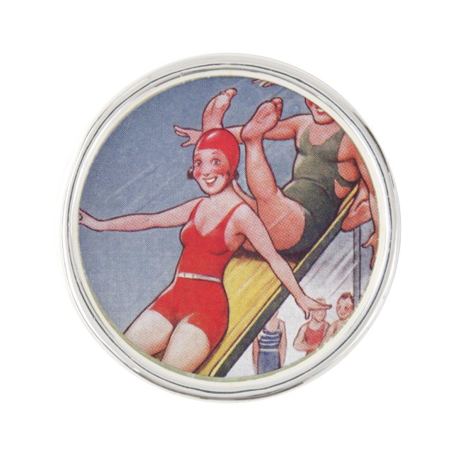 Pool Party Vintage Swimming Summer Pin (Front)