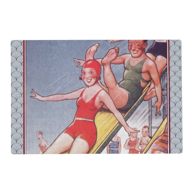 Pool Party Vintage Swimming Summer Placemat (Front)
