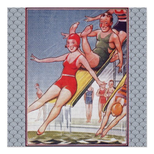 Pool Party Vintage Swimming Summer Poster