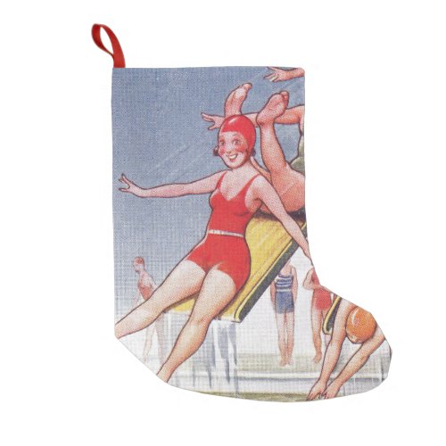 Pool Party Vintage Swimming Summer Small Christmas Stocking