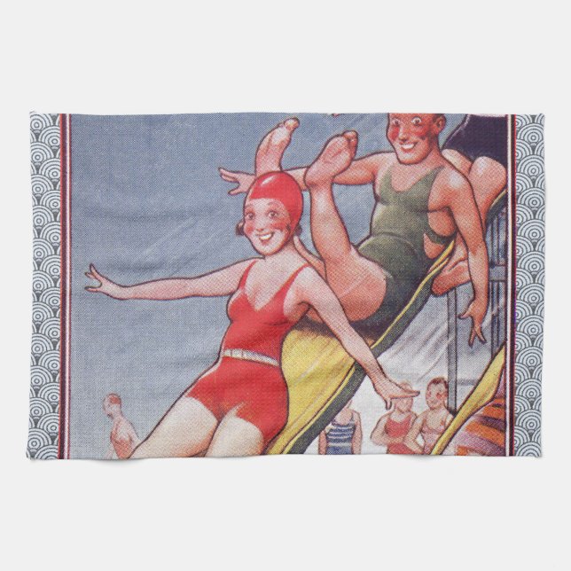 Pool Party Vintage Swimming Summer Towel (Horizontal)