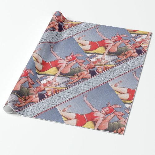 Pool Party Vintage Swimming Summer Wrapping Paper