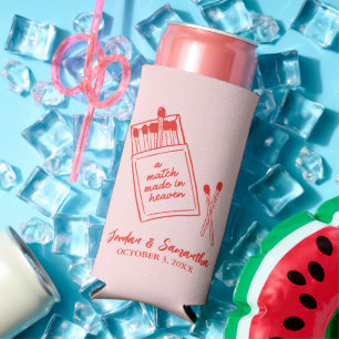 Pool Party Wedding Favor Welcome Party Pink & Red Seltzer Can Cooler