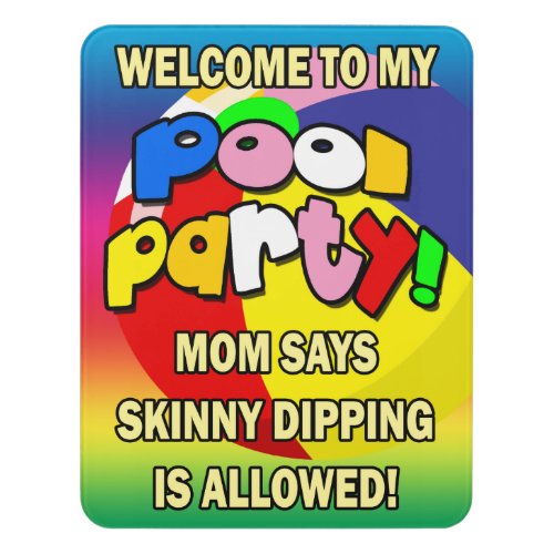 Pool Party Welcome Door Sign