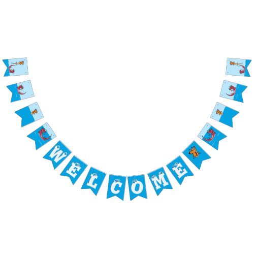 Pool Party Welcome Polka dot Otters Bunting Flags