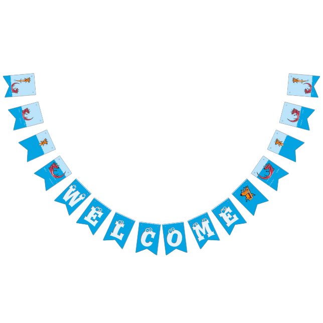 Pool Party Welcome, Polka dot Otters Bunting Flags (All)