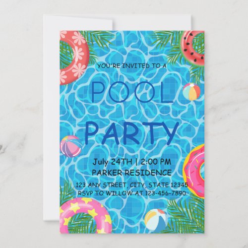 Pool Party with Colorful Beach Balls & Pool Rings