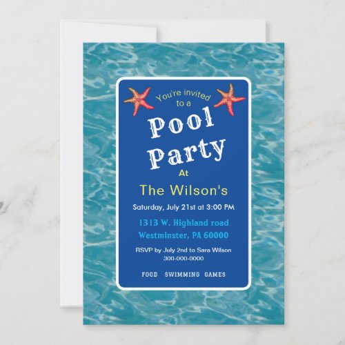 Pool party with water flamingo floaty  invitation