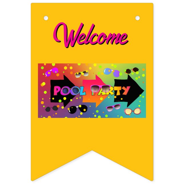 Pool Party Yellow Bunting Flags (First Flag)