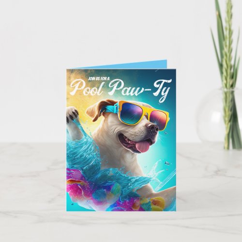 Pool Paw_Ty Invitation Pool Puppy Birthday Party  Invitation