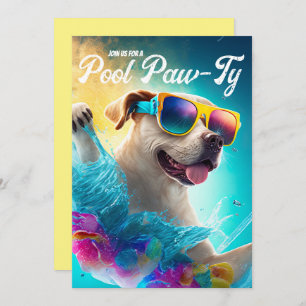 Pool Paw-Ty Invitation, Pool Puppy Birthday Party Invitation
