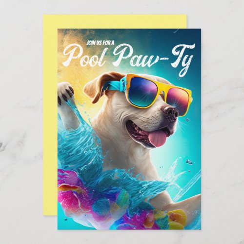 Pool Paw_Ty Invitation Pool Puppy Birthday Party Invitation