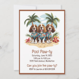 Pool Pawty Basset Hound Dogs Hawaiian Shirts Invitation