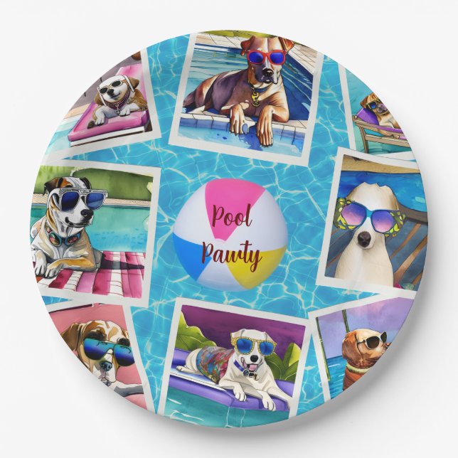 Pool Pawty Paper Plates (Front)