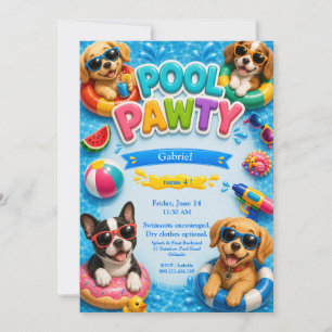 Pool Pawty Puppy Birthday Invitation