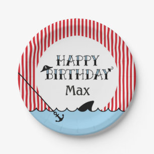Pool Pirate Party Paper Plate