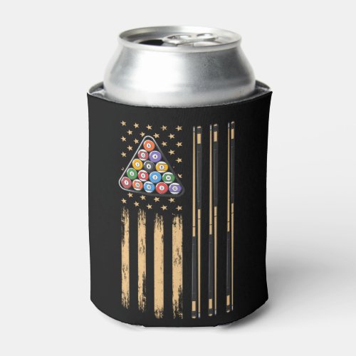 Pool Player American Flag Can Cooler