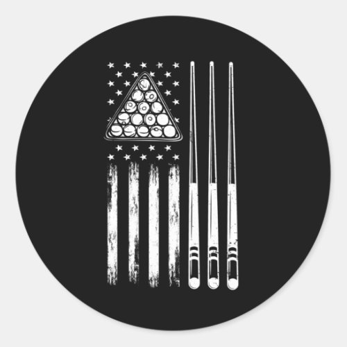 Pool Player American Flag Classic Round Sticker