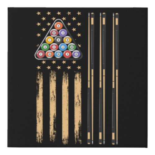 Pool Player American Flag Faux Canvas Print