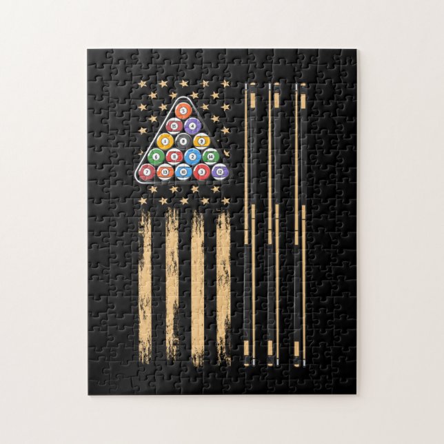 Pool Player American Flag Jigsaw Puzzle (Vertical)