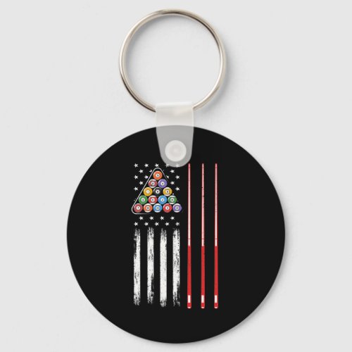 Pool Player American Flag Keychain