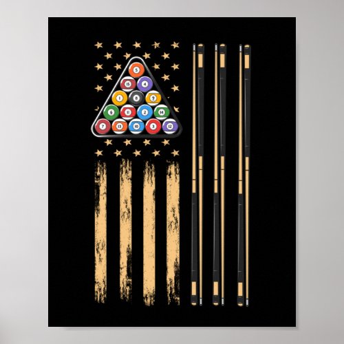 Pool Player American Flag Poster