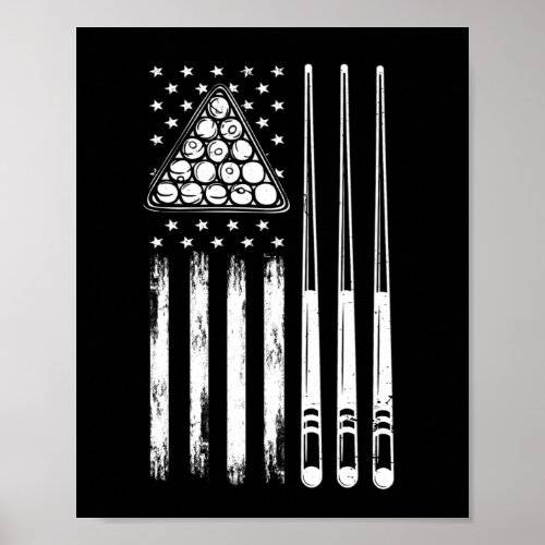 Pool Player American Flag Poster